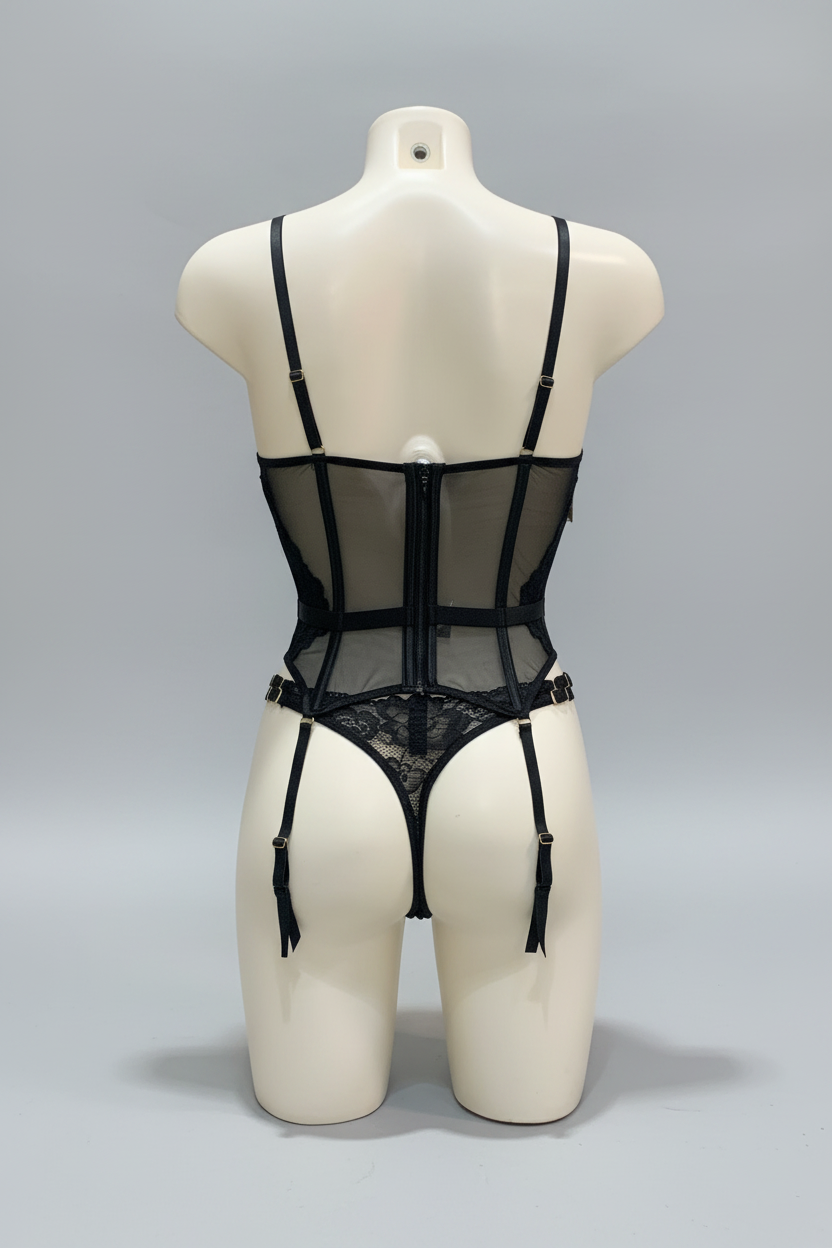 Ensemble bustier lingerie en dentelle et tulle