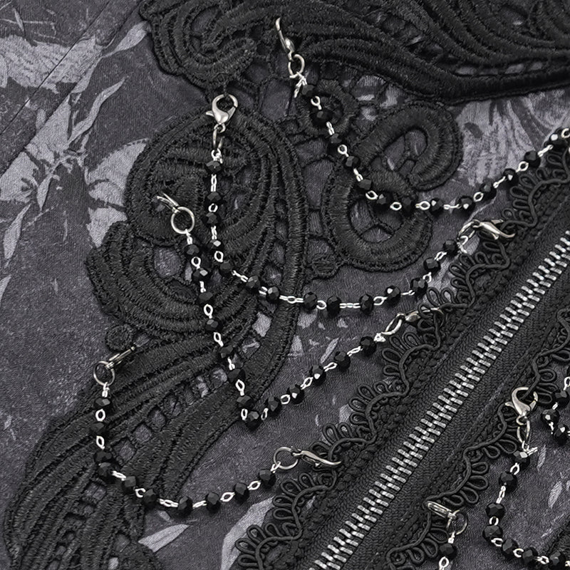 Bustier gothique noire à franges