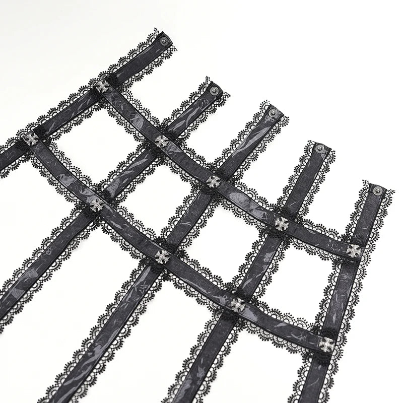 Bustier gothique noire à franges