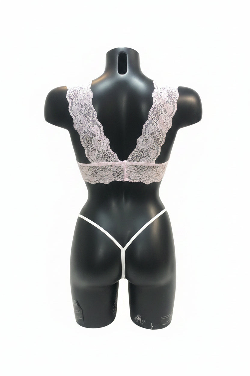 Ensemble lingerie sexy en dentelle haut de gamme rose