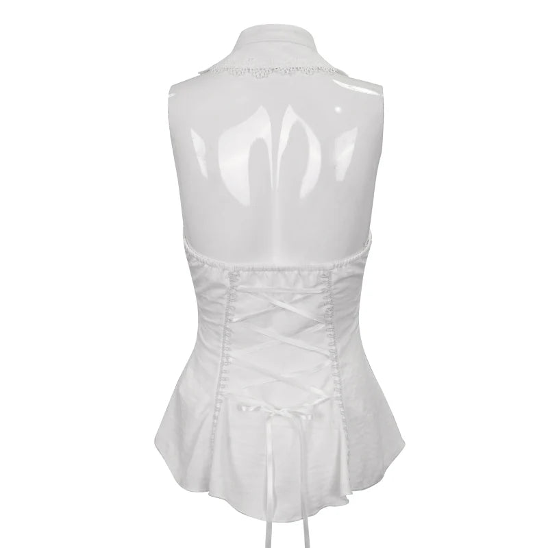 Chemise sans manche gothique blanche