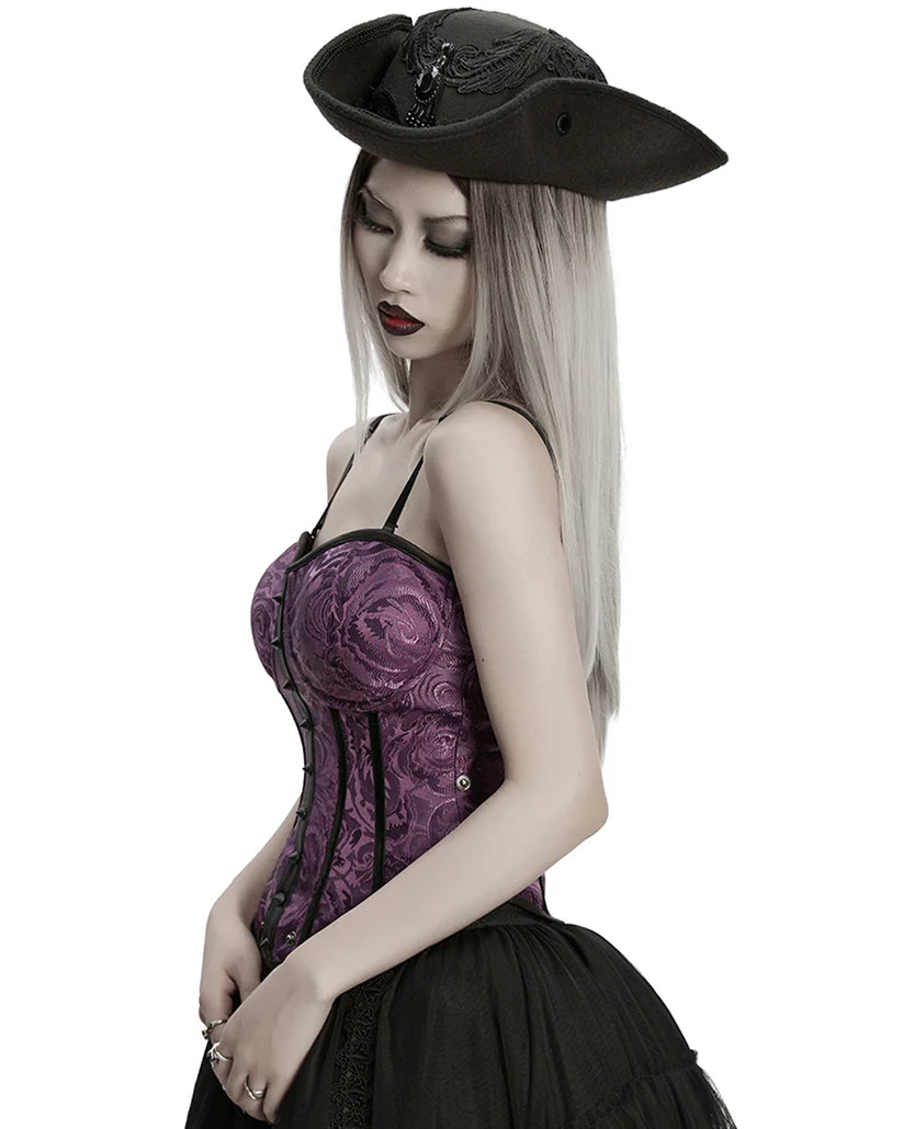 Chapeau tricorne gothique unisexe à ailes de démon sombres et plumeuses