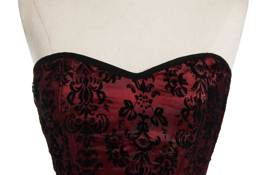 Robe bustier en dentelle gothique ROUGE