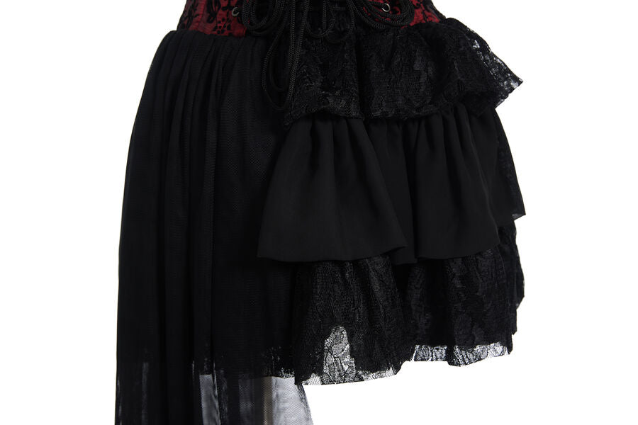 Robe bustier en dentelle gothique ROUGE