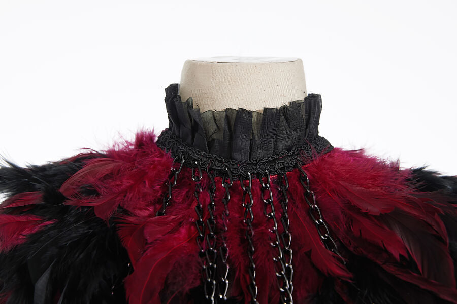 Boléro GOTHIQUE à Plumes ROUGE