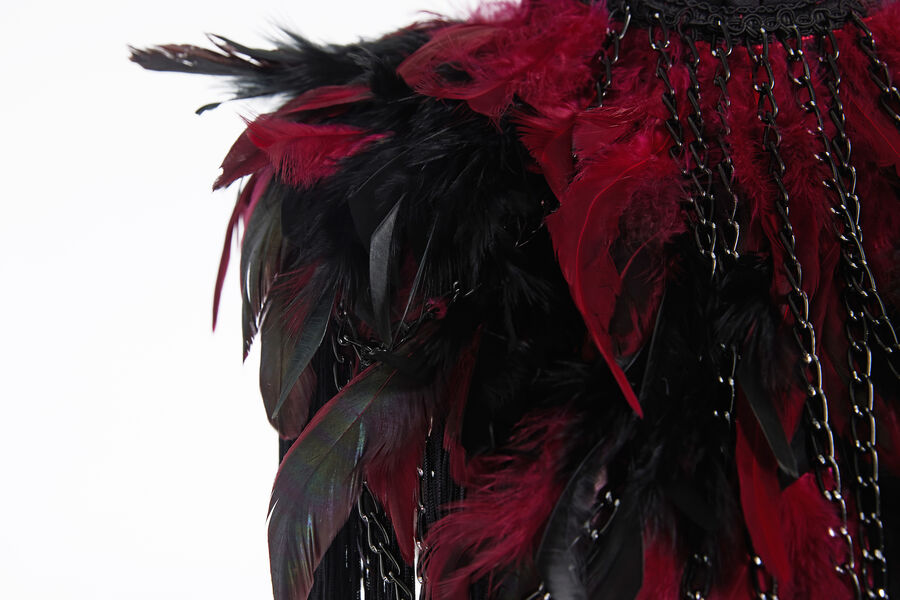 Boléro GOTHIQUE à Plumes ROUGE