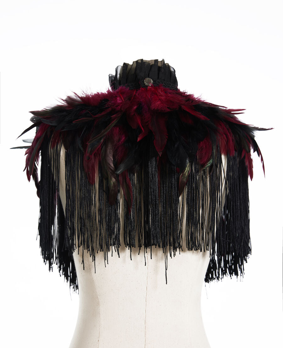 Boléro GOTHIQUE à Plumes ROUGE