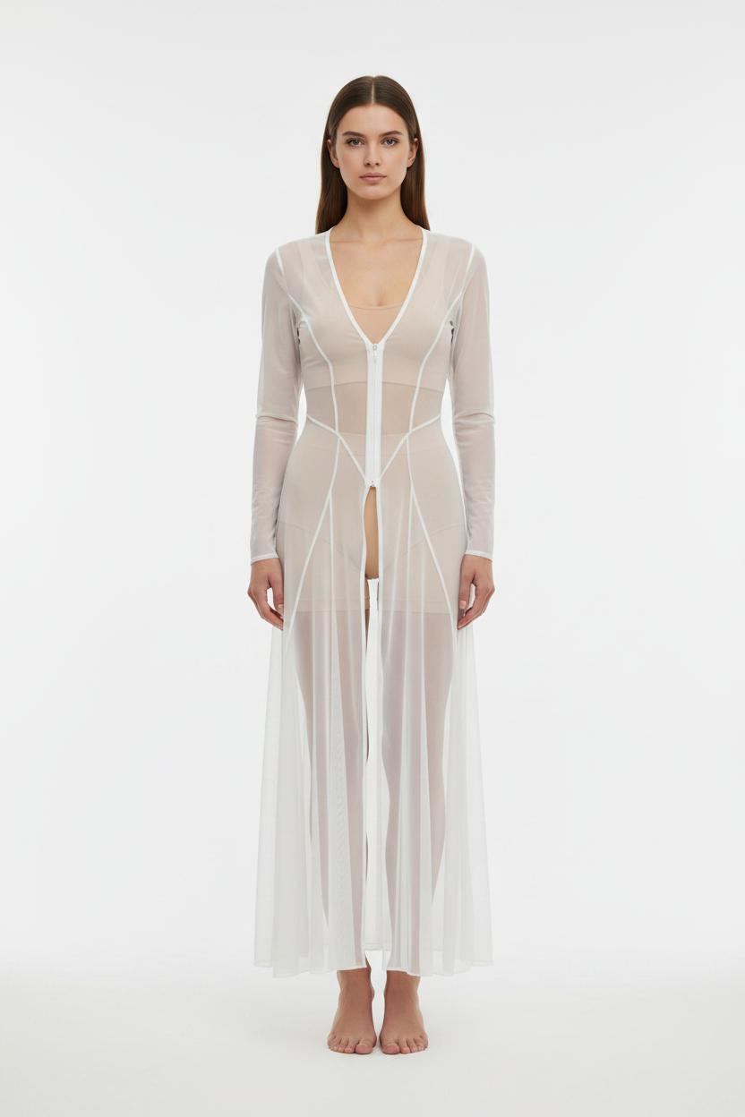 Manteau Fetish en tulle blanc