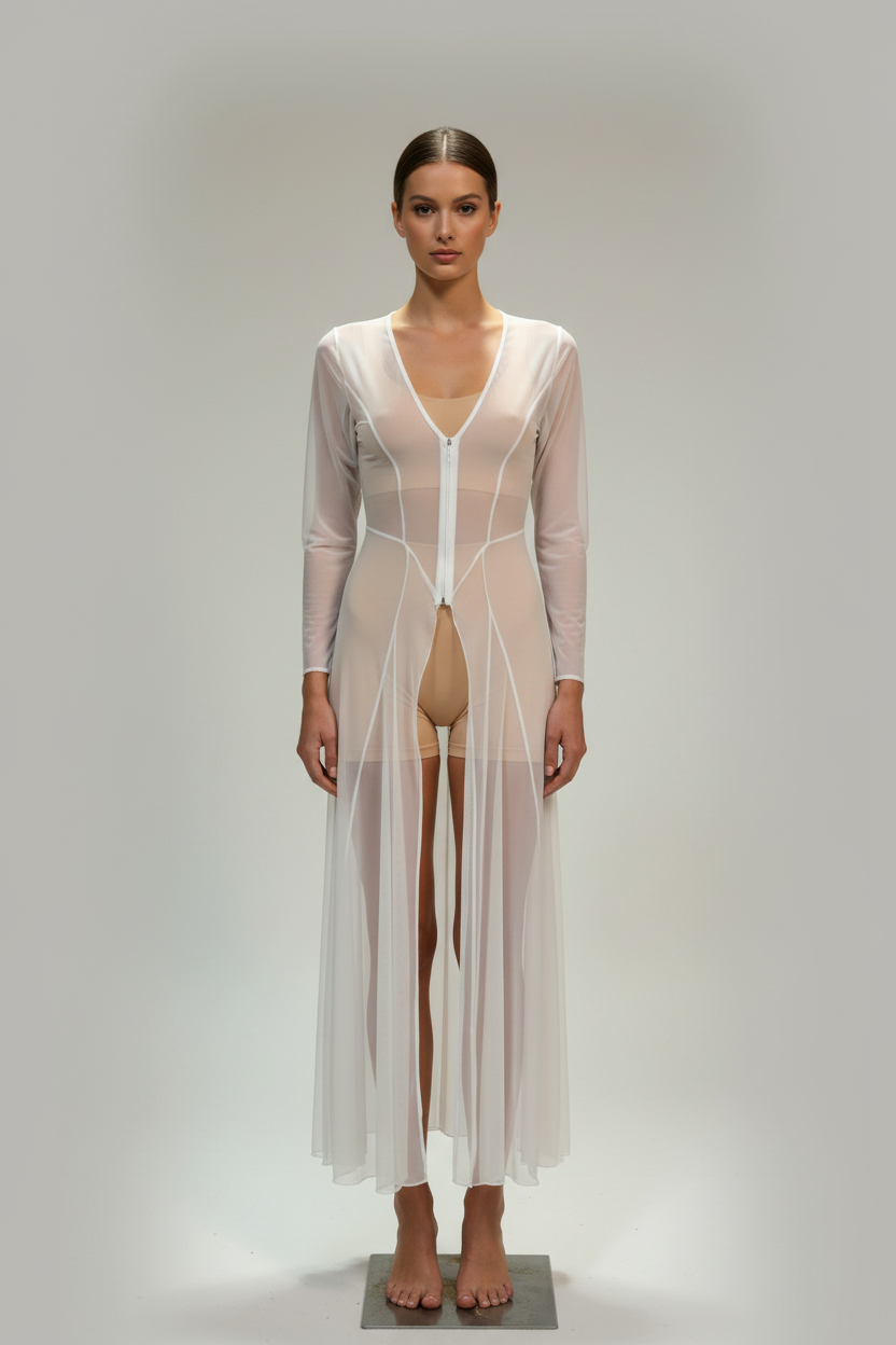 Manteau Fetish en tulle blanc