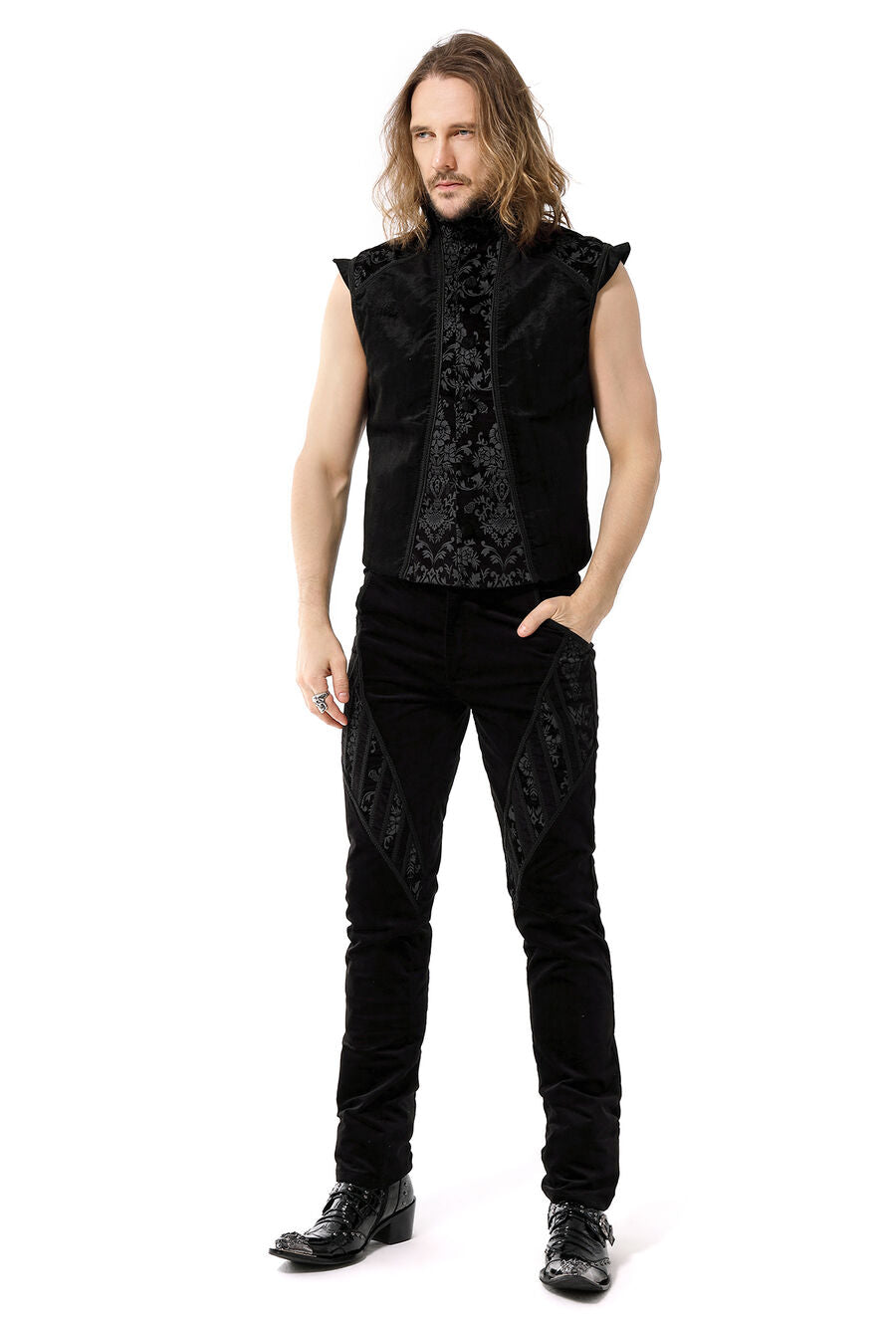 Gilet Gothique Victorien Brocard Noir