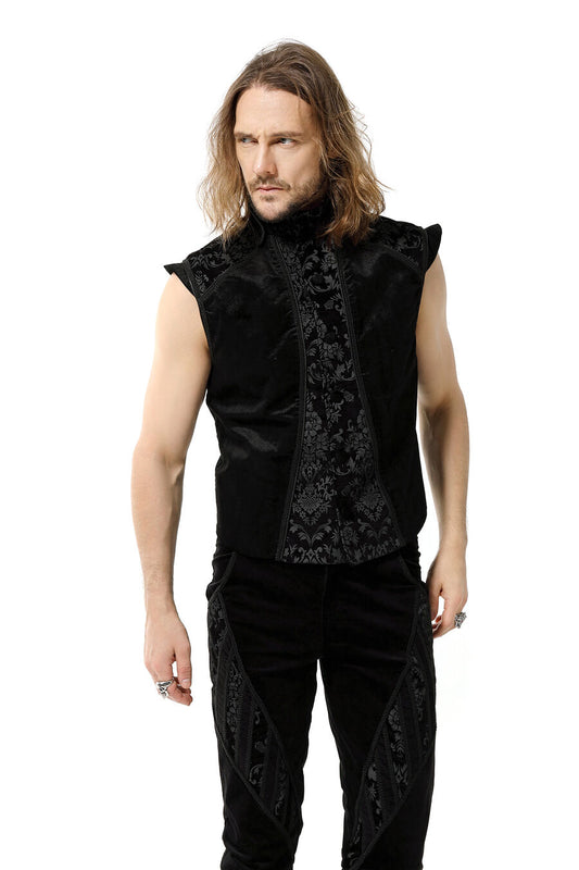 Gilet Gothique Victorien Brocard Noir