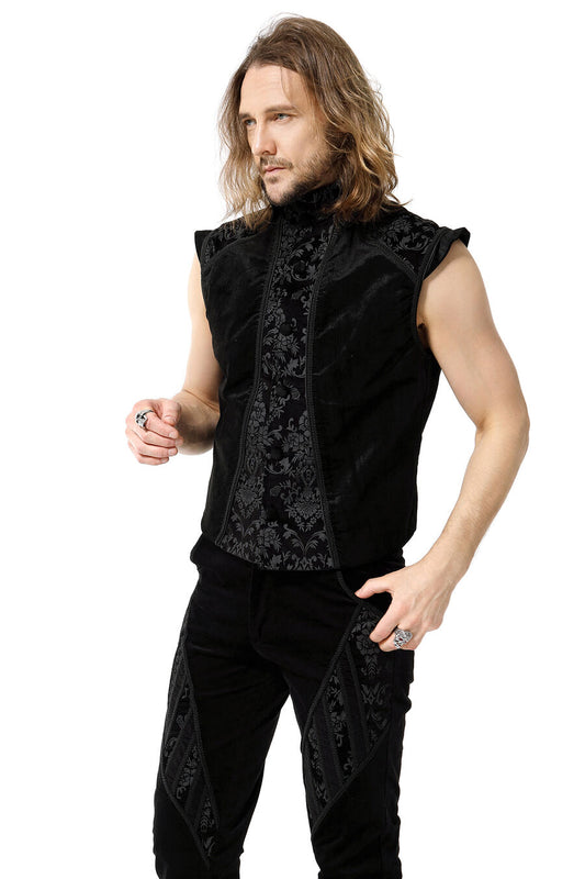 Gilet Gothique Victorien Brocard Noir