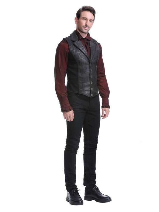 Gilet steampunk - simili cuir vieilli NOIR