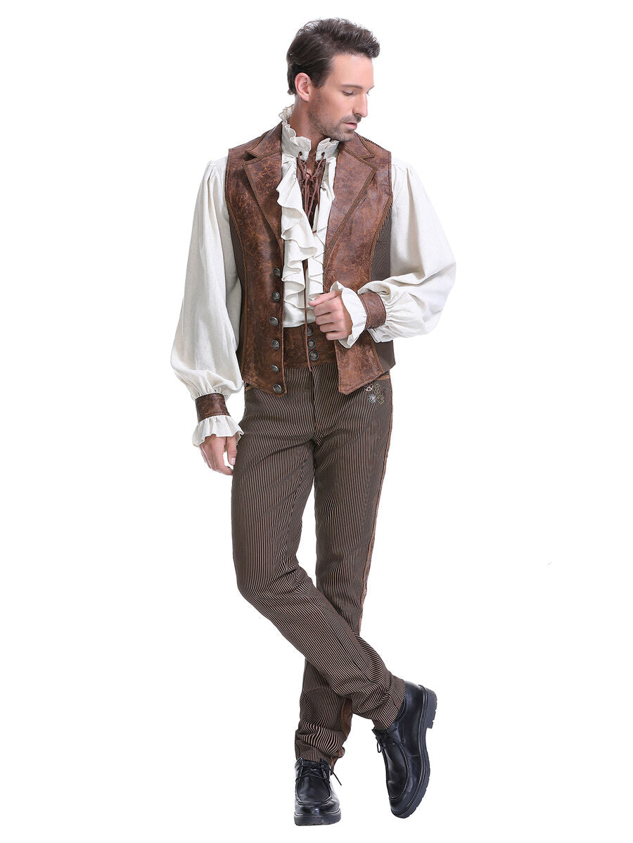 Gilet steampunk - simili cuir vieilli MARRON