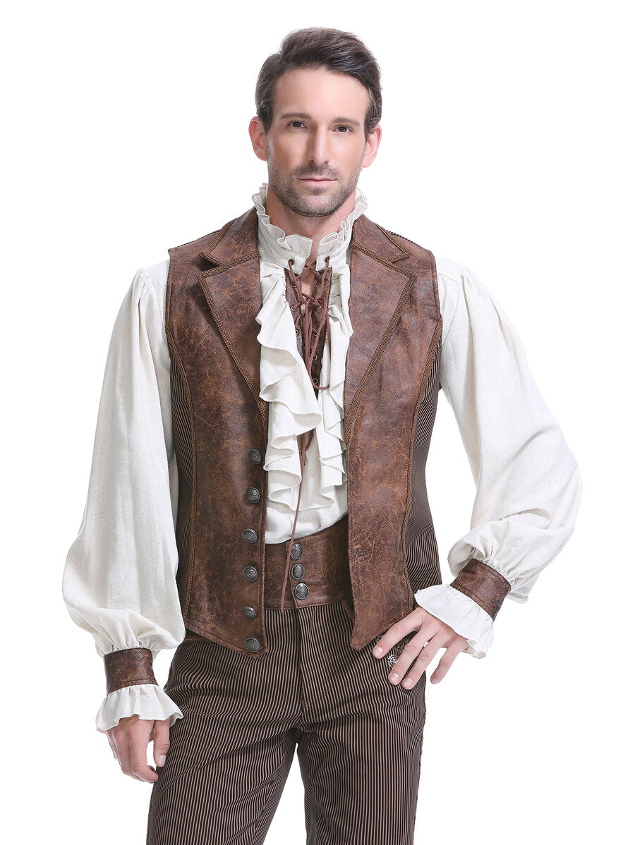 Gilet steampunk - simili cuir vieilli MARRON