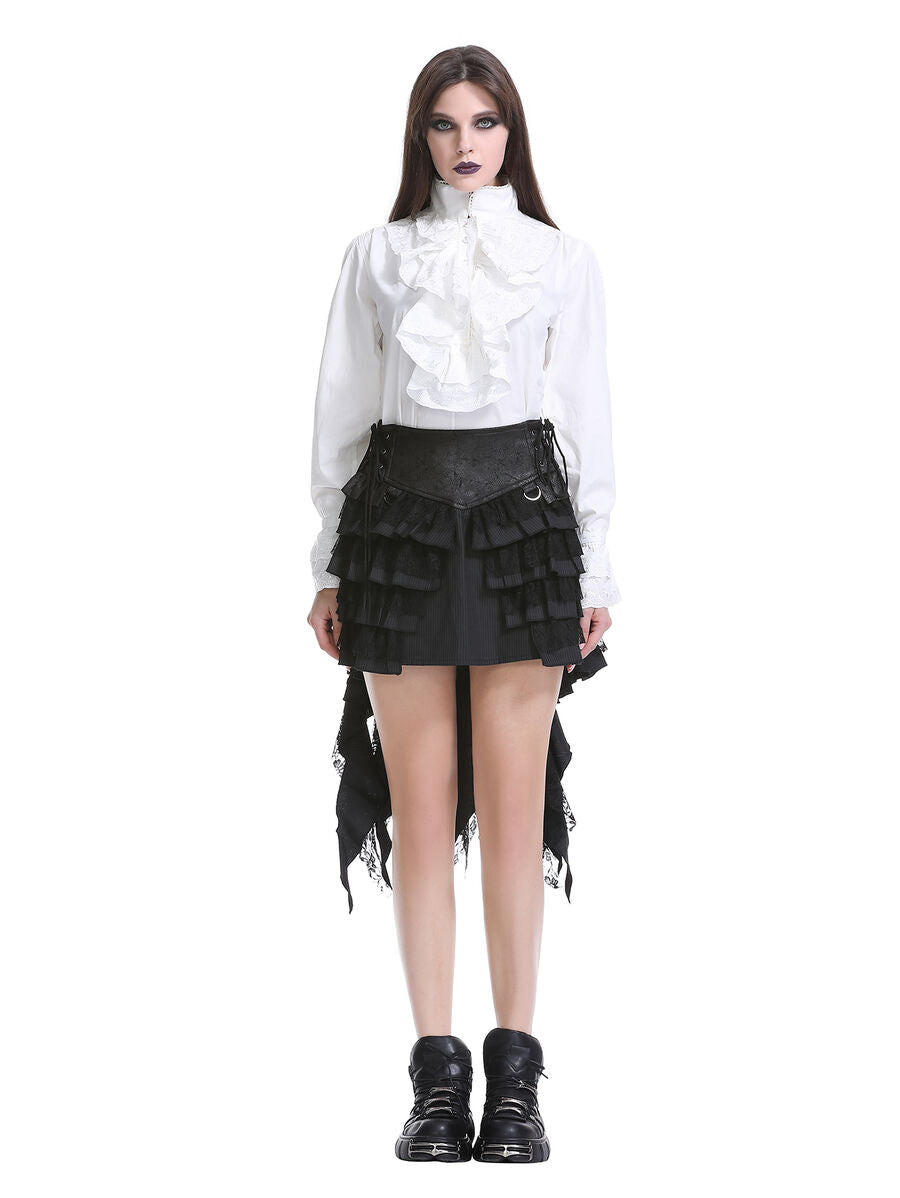 Jupe steampunk gothique à volants superposés