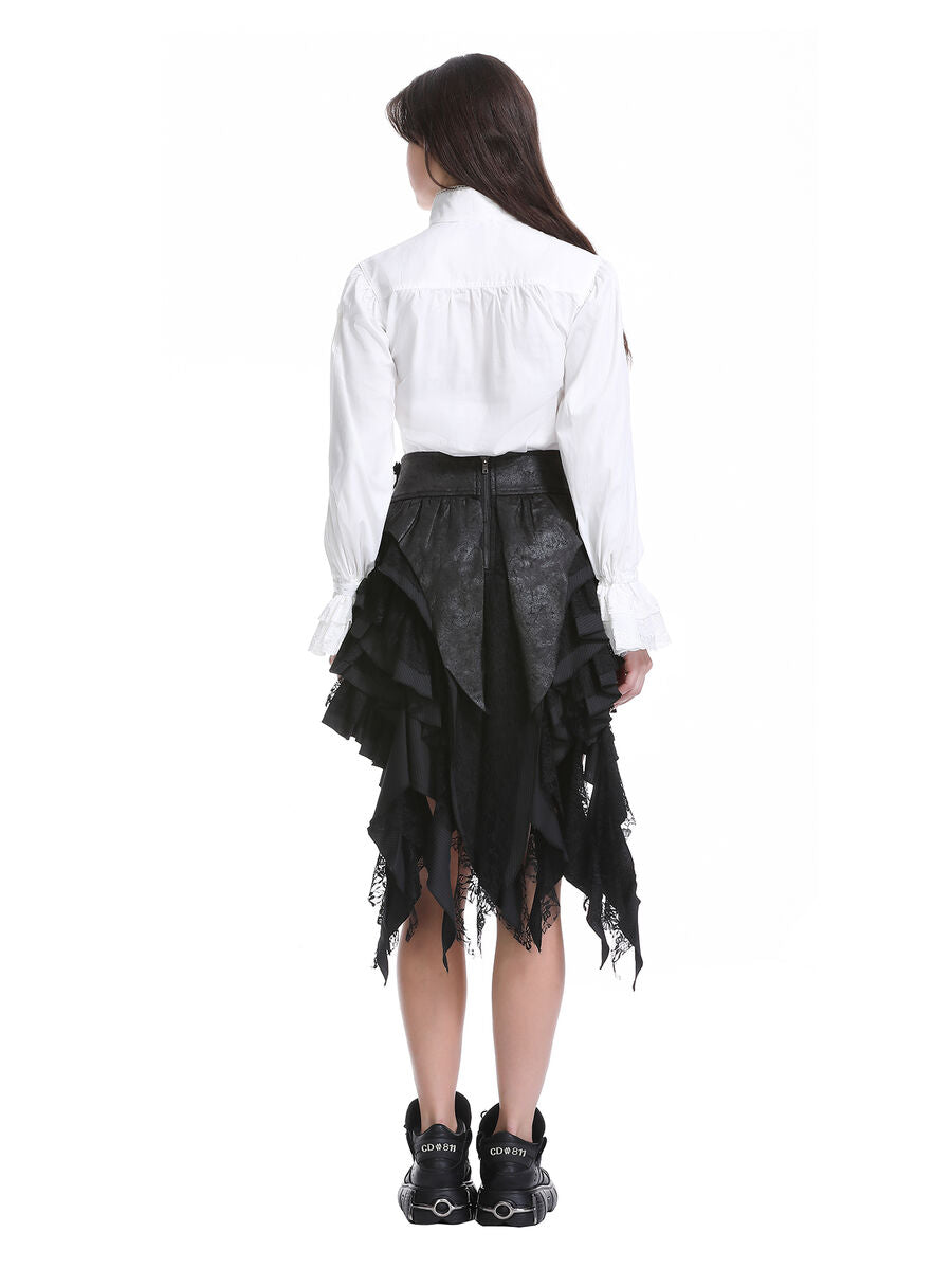 Jupe steampunk gothique à volants superposés