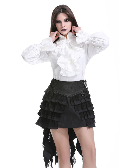 Jupe steampunk gothique à volants superposés