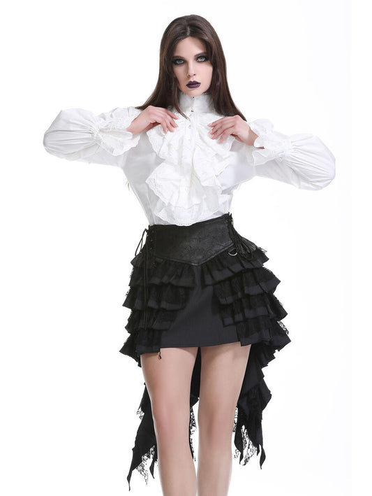 Jupe steampunk gothique à volants superposés