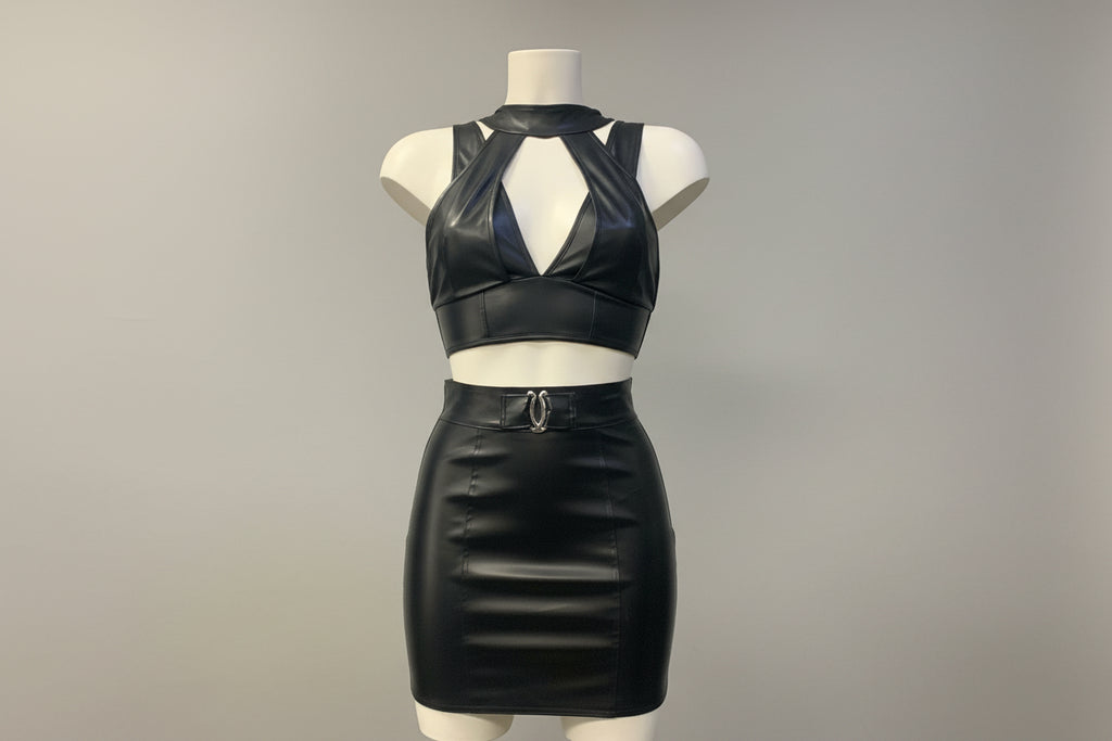 Jupe en similicuir à taille haute
