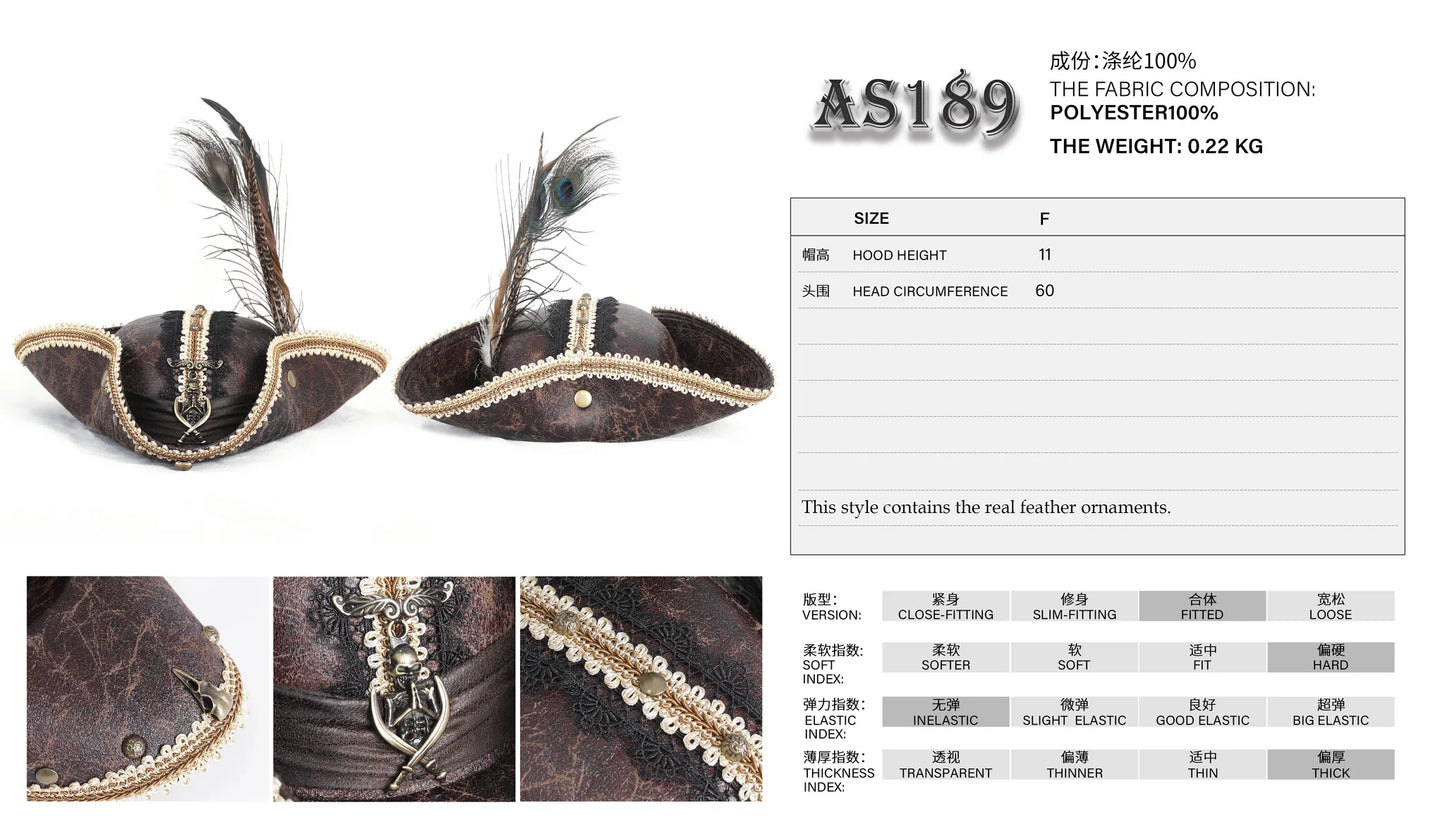 Chapeau tricorne MARRON