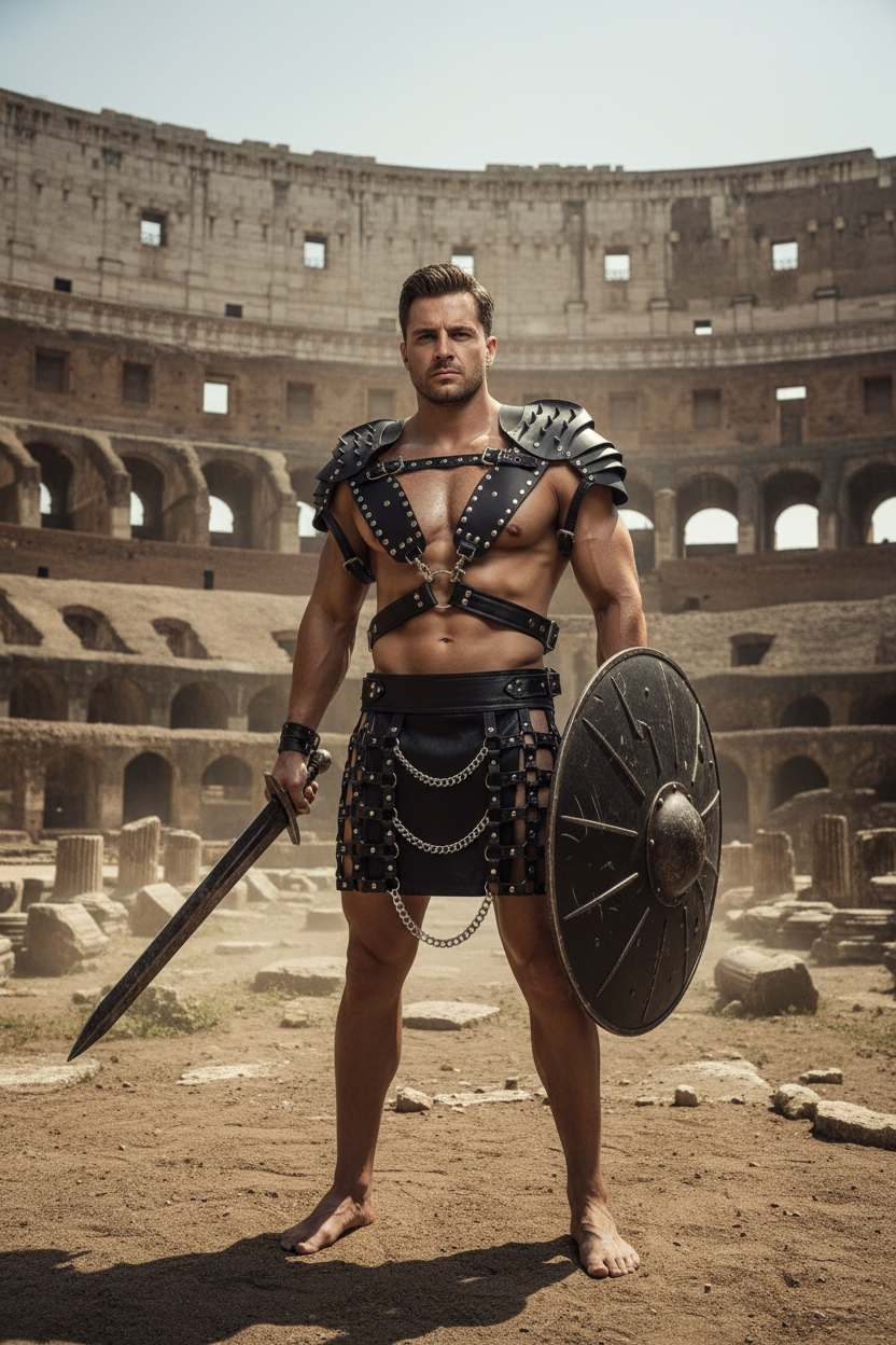 Jupe Gladiateur Cuir avec chaines