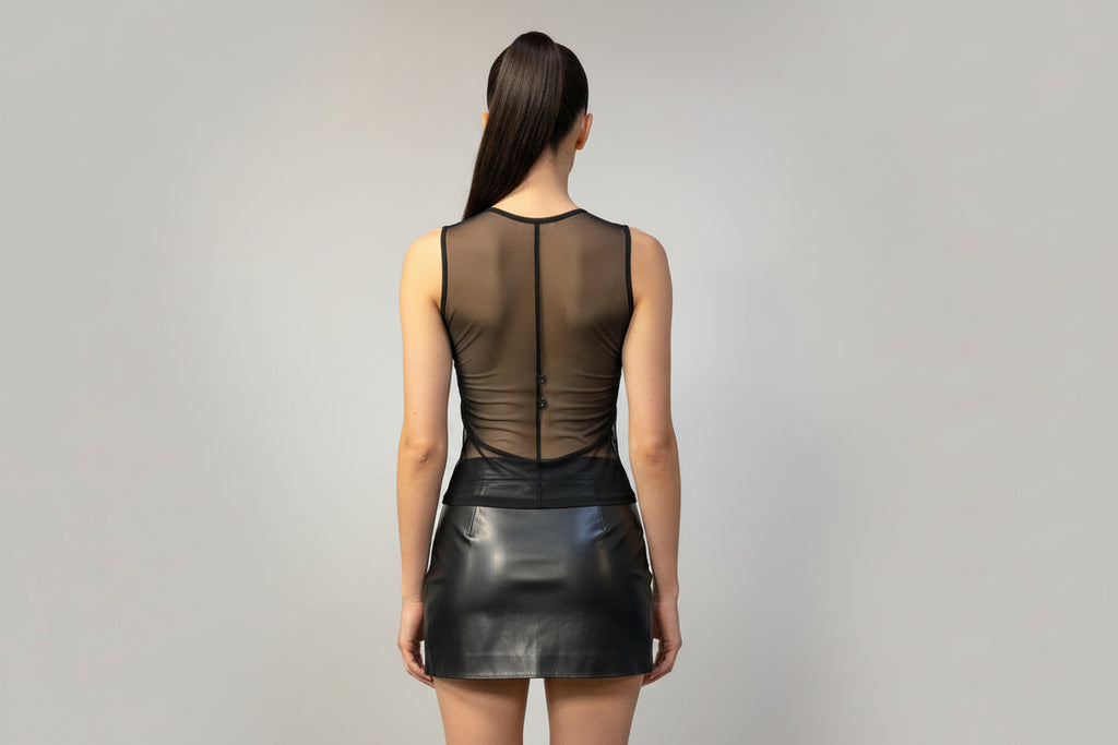Top corsage zip dos tulle