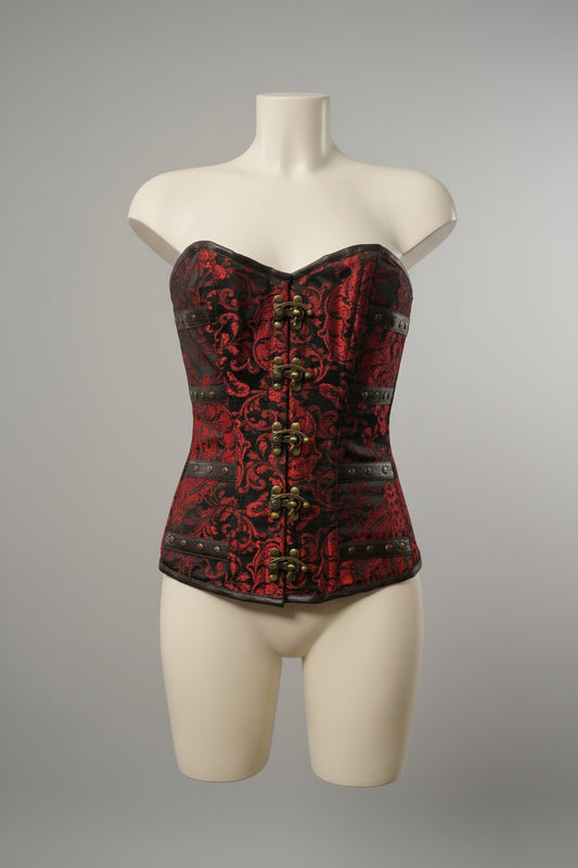 Corset C-lock O/B red king brocade