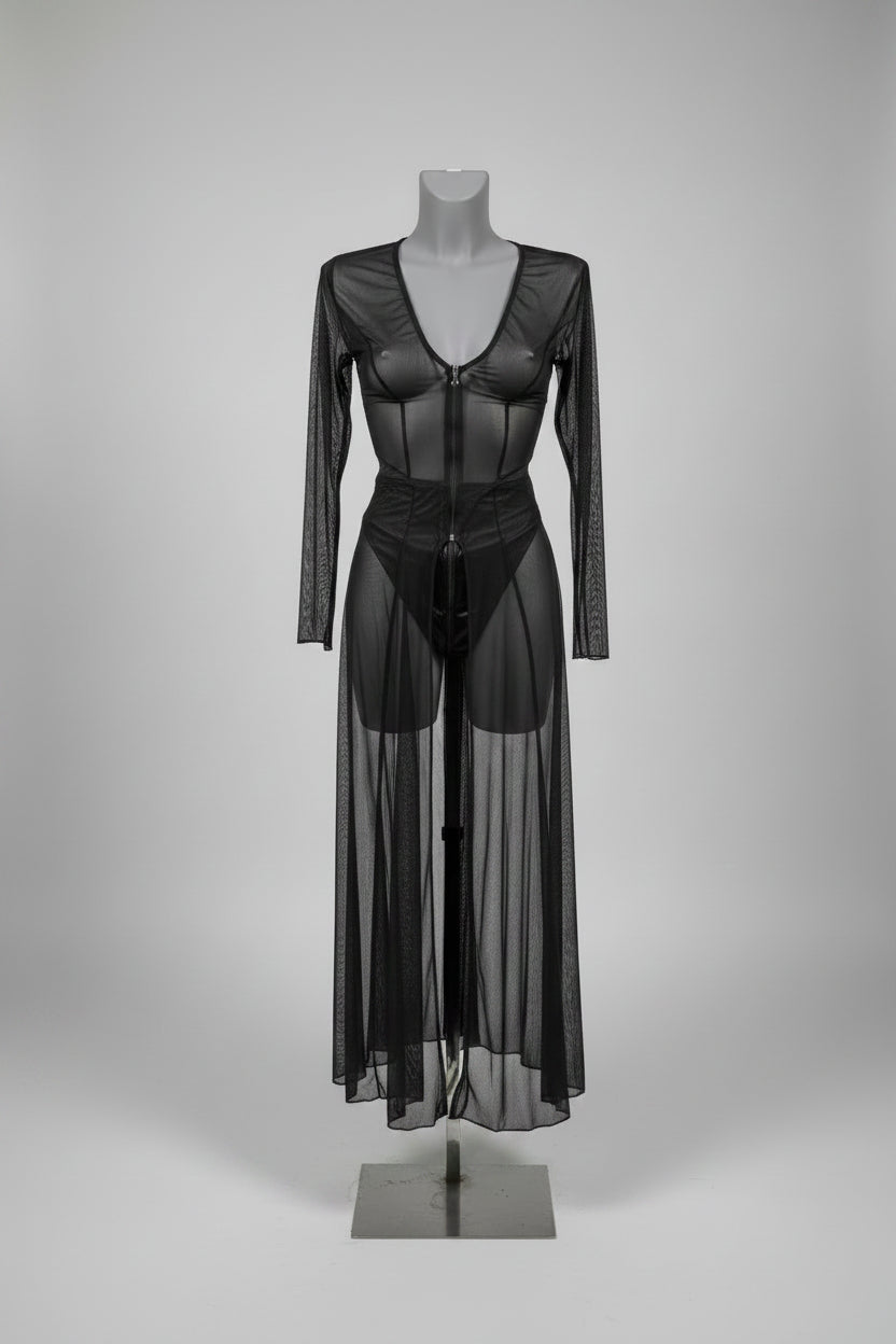 Manteau Fetish en tulle noir