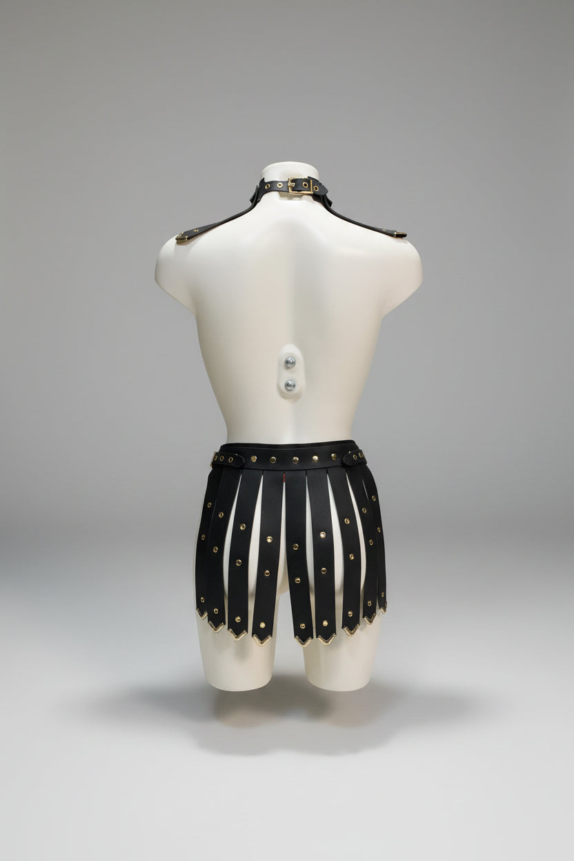 Jupe et collier cuir femme