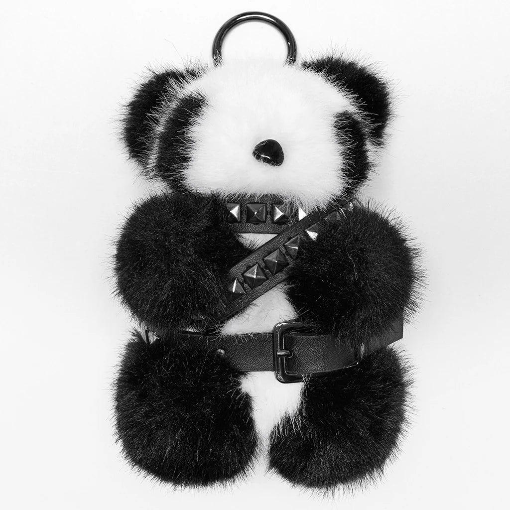 Fluffy Punk Panda Bag Charm Plush Toy Accessory