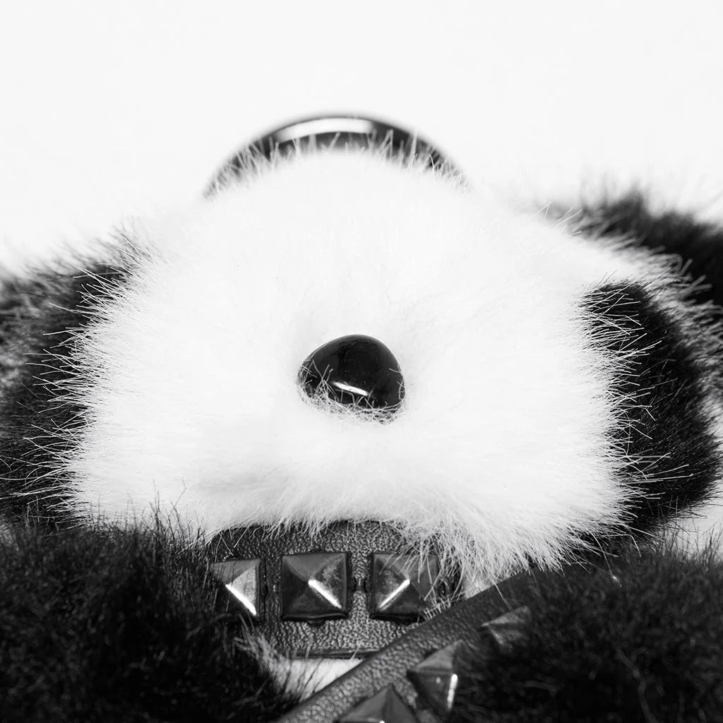 Fluffy Punk Panda Bag Charm Plush Toy Accessory