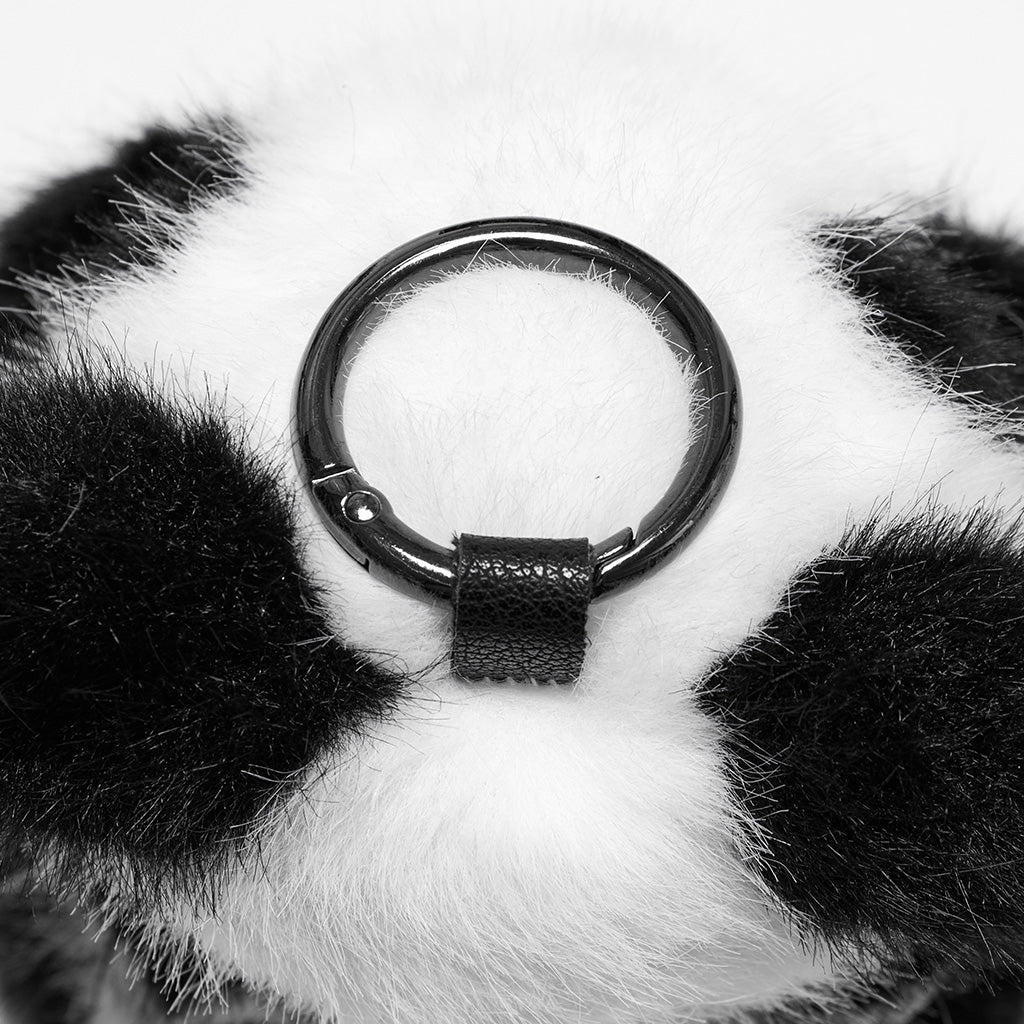 Fluffy Punk Panda Bag Charm Plush Toy Accessory