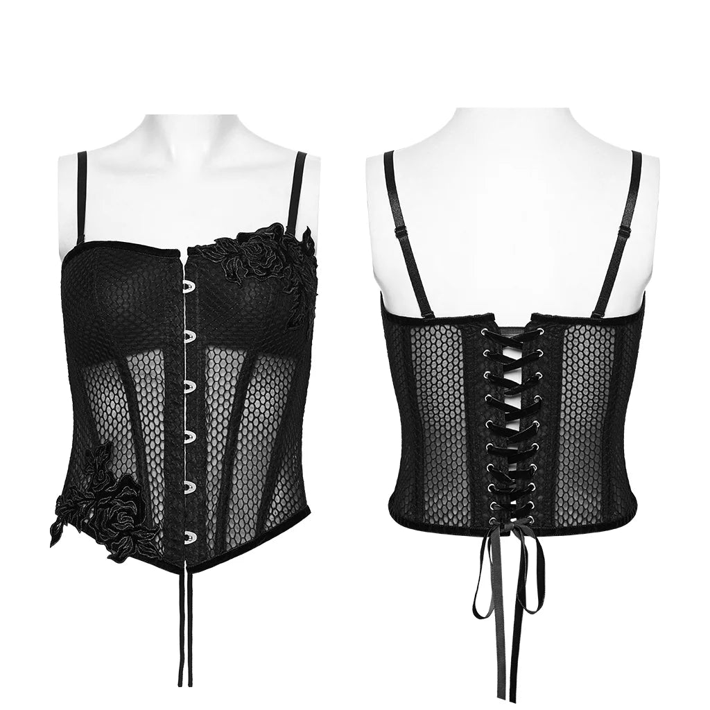 BUSTIER NOIR GOTHIQUE SEMI TRANSPARENT