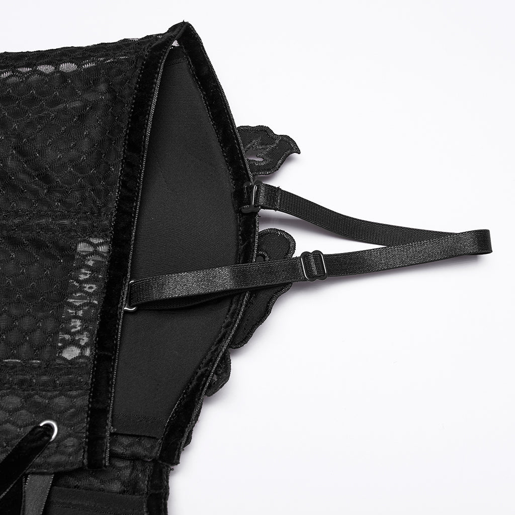 BUSTIER NOIR GOTHIQUE SEMI TRANSPARENT