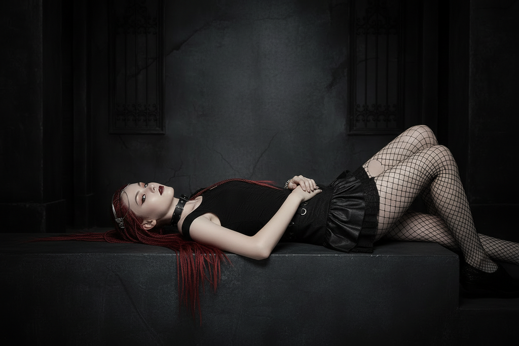 JUPE MINI PUNK ROCK NOIR
