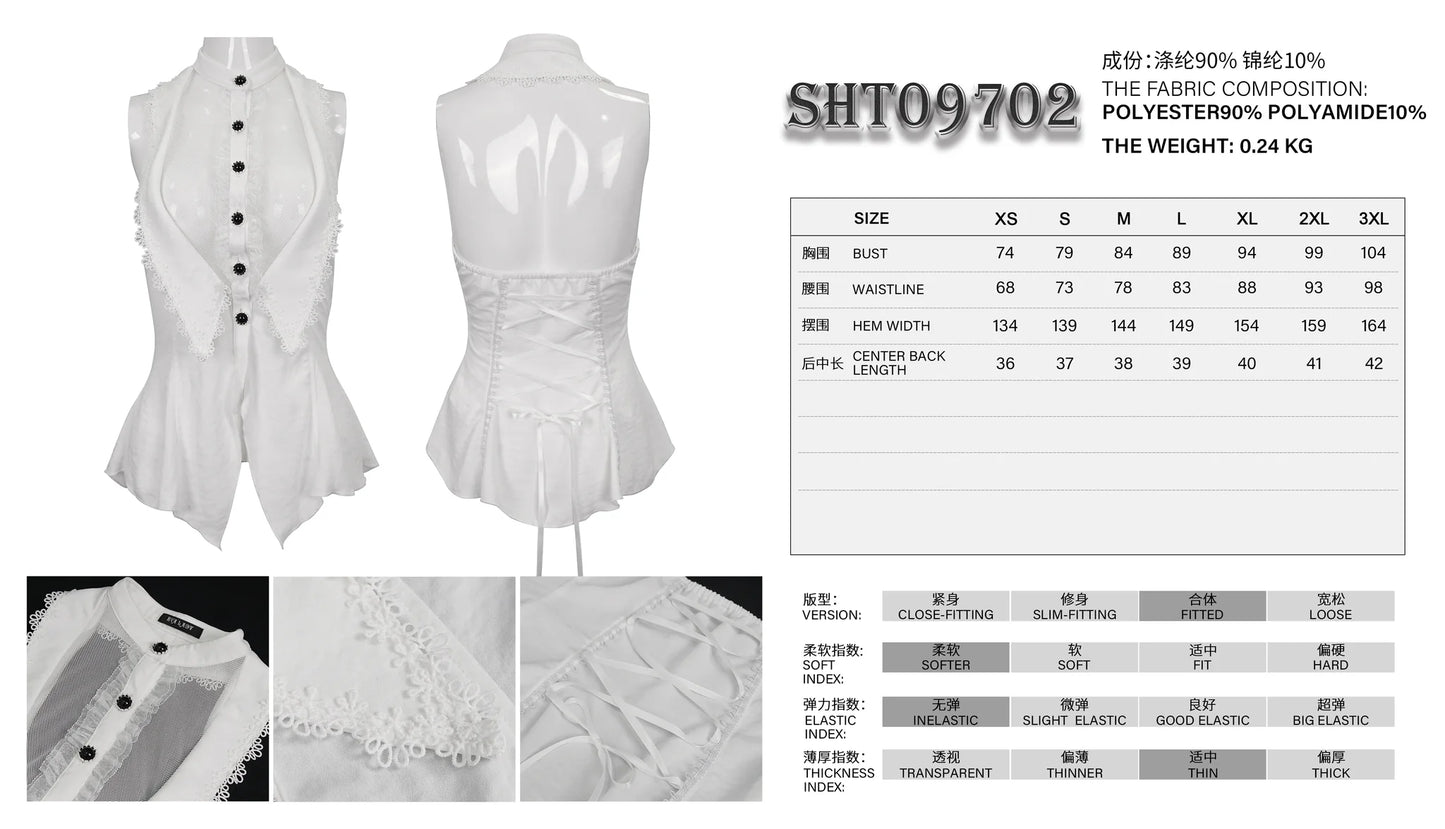 Chemise sans manche gothique blanche
