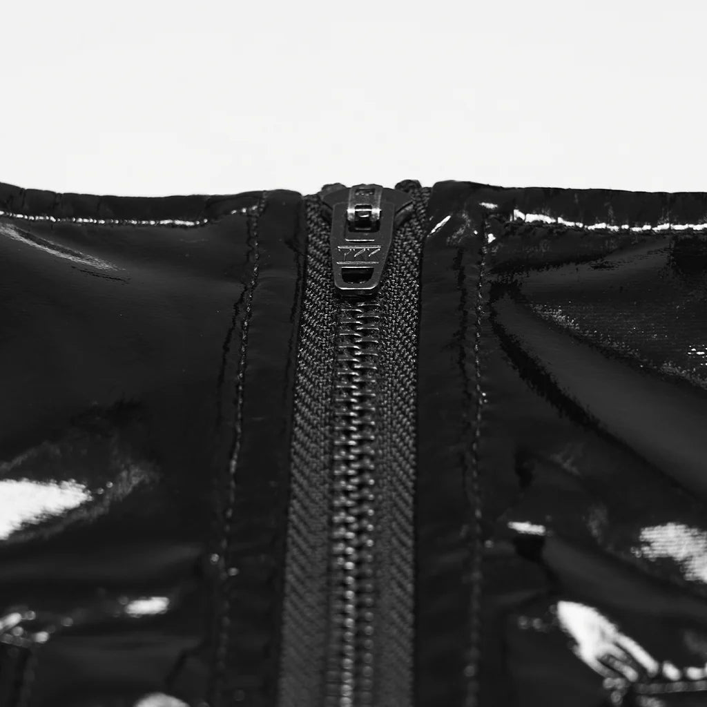Jupe Gothique Brillante en Maille à Lacets Style Punk
