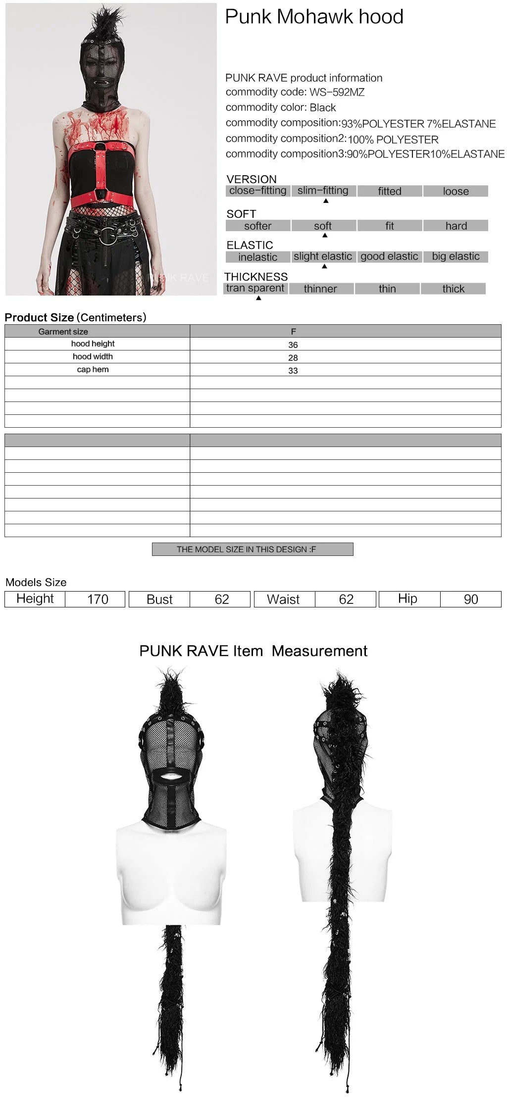 CAGOULE PUNK AVEC LONG TRESSE TOMAHAK