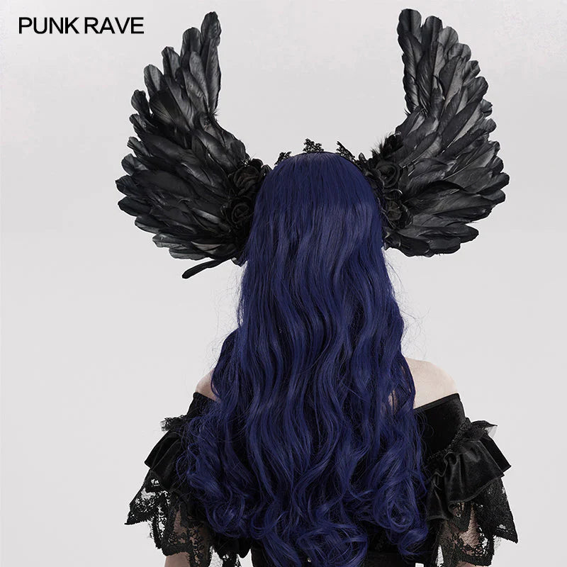 Bandeau de tête en plumes noires