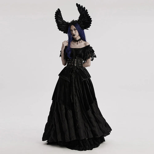 Bandeau de tête en plumes noires
