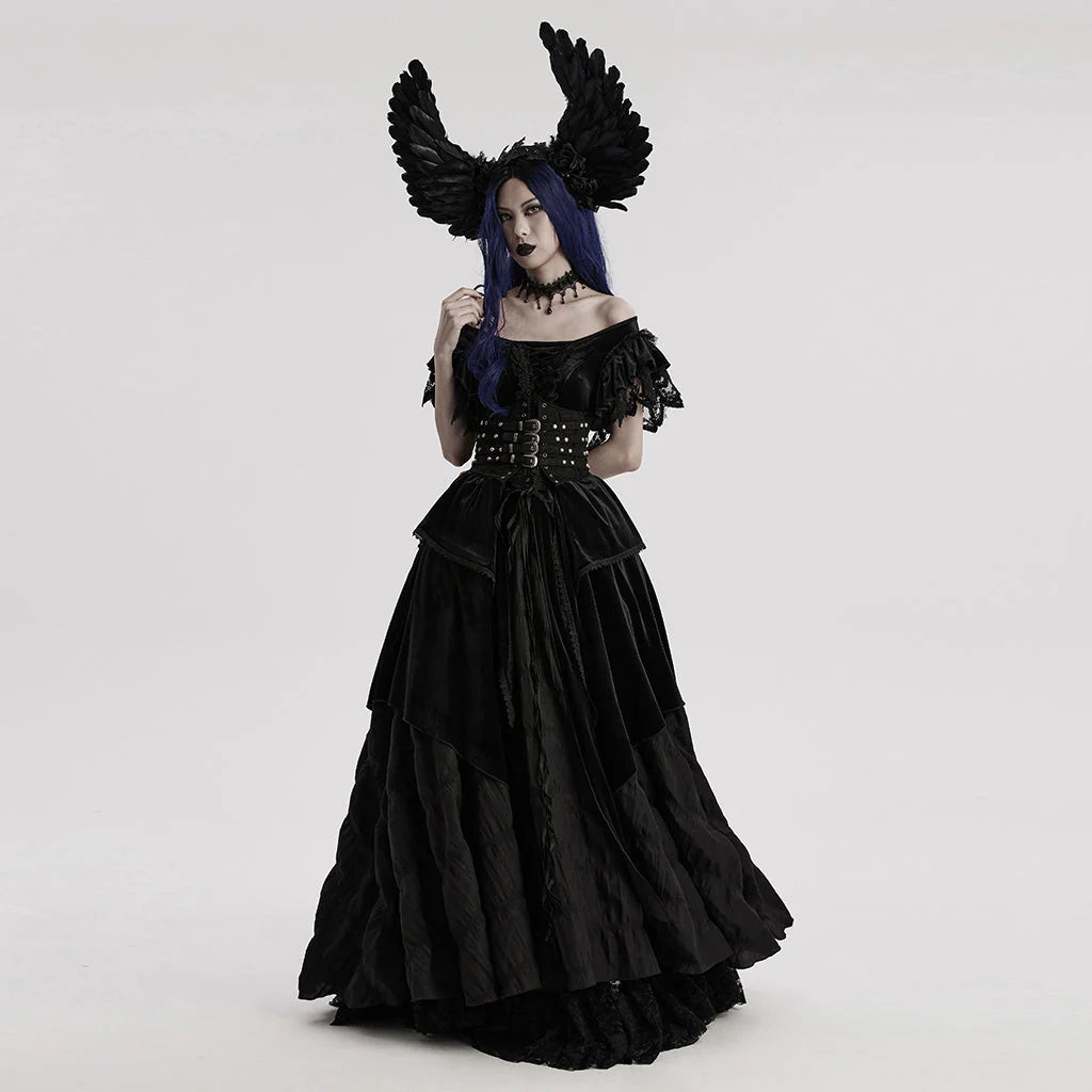 Bandeau de tête en plumes noires