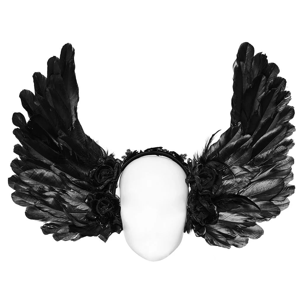 Bandeau de tête en plumes noires