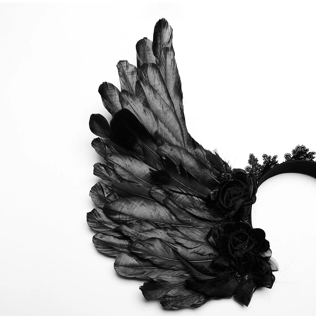 Bandeau de tête en plumes noires
