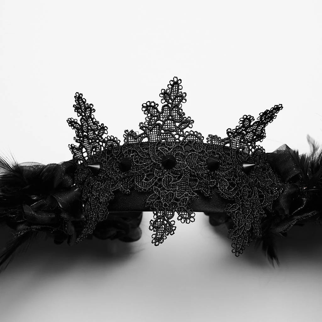 Bandeau de tête en plumes noires