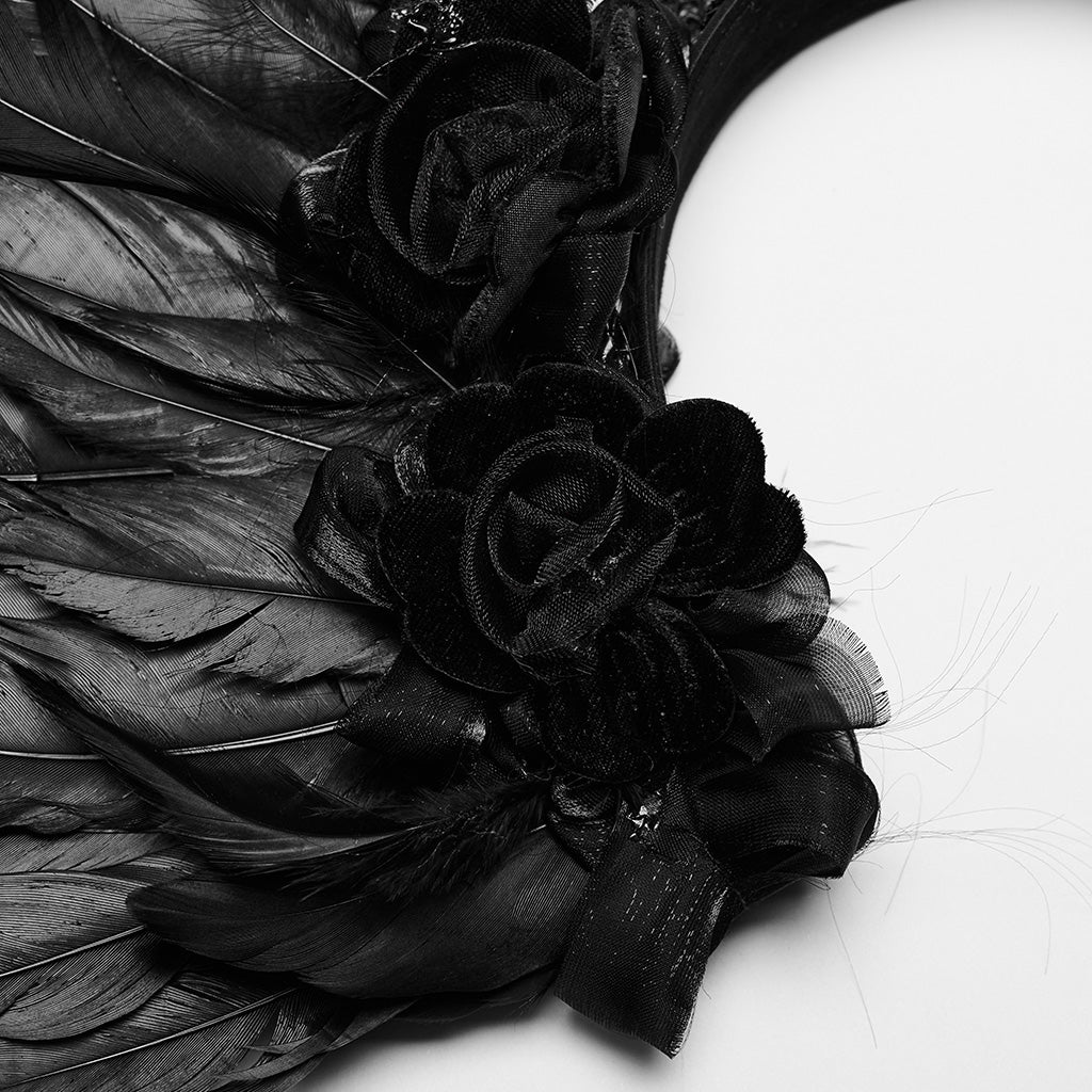 Bandeau de tête en plumes noires