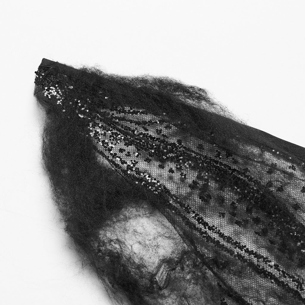 Ailes de papillon gothiques noires délicates en dentelle transparente