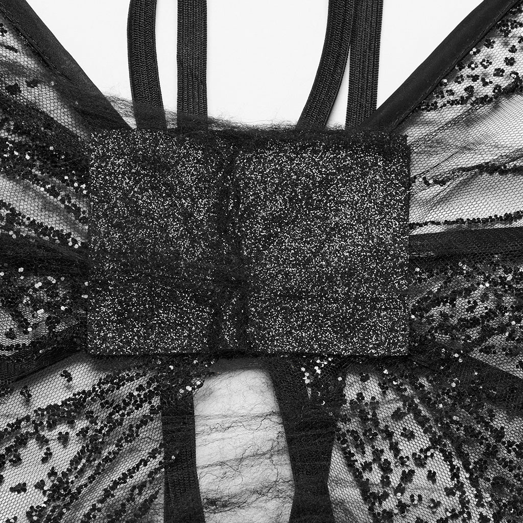 Ailes de papillon gothiques noires délicates en dentelle transparente