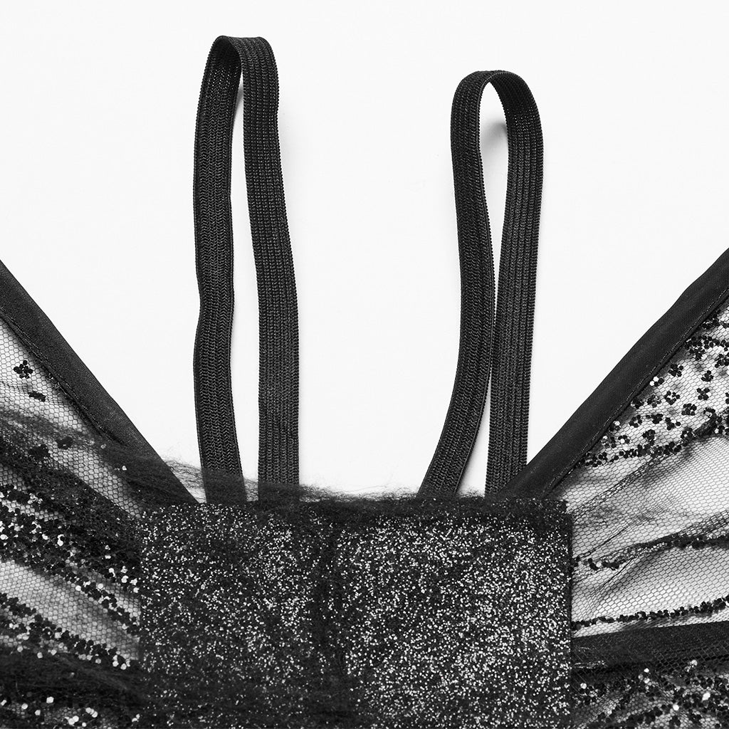 Ailes de papillon gothiques noires délicates en dentelle transparente