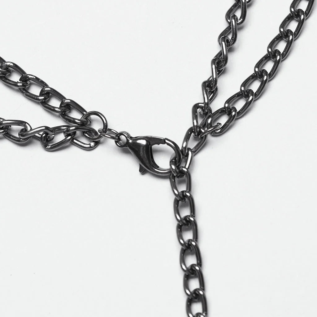 Couronne Gothique Chaîne de Crâne Bijou de Tête Design Lune Croissante Argent